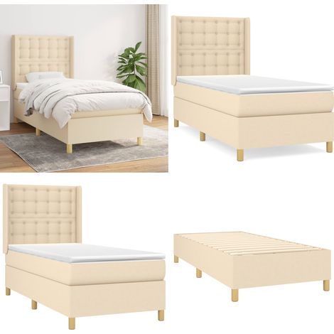 Boxspringbett mit Matratze Creme 100x200 cm Stoff - Boxspringbett - Doppelbett - Cremefarbenes Bett - Bettrahmen - Matratze - Home & Living (1/5)