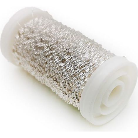 Blumendraht – gekräuselt – Silber – 70 m (1/2)