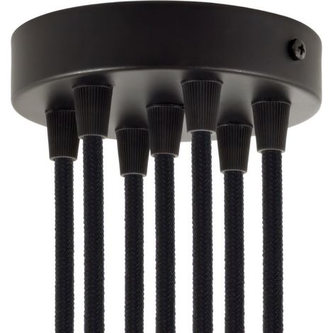 creative cables - Kit rosone cilindrico in Metallo a 7 Fori - Conico, Nero