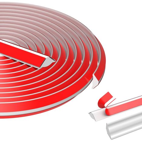 Moulure Adhesive, 4M PVC Moulures Décoratives Flexibles Autocollantes, Blanc Plinthe Plafond pour Murs, Placards, Sols, Bain et Plans de Travail(19 13mm) (1/5)