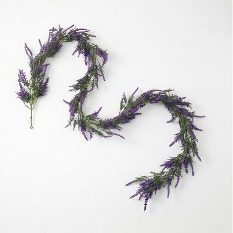 HOMESCAPES Artificial Lavender Garland, 190cm, Purple (1/4)