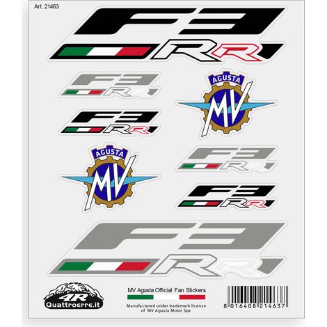 Adesivi per MV Agusta F3 RR – Set 8 Sticker Presagomati, Resistenti ad Acqua e Raggi UV, Made in Italy, Licenza Ufficiale, Foglio 160 x 135 mm (1/5)