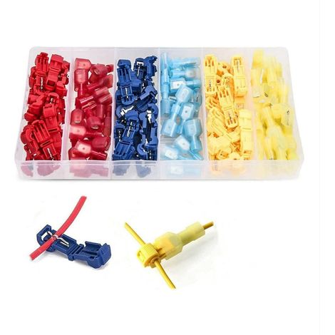 120 PCS T-Tap-Kabelverbinder, selbstisolierende elektrische Schnellspleißkabelklemmen, isoliertes Schnellkupplungs-Spatenklemmen-Sortimentskit mit Aufbewahrungskoffer (1/5)