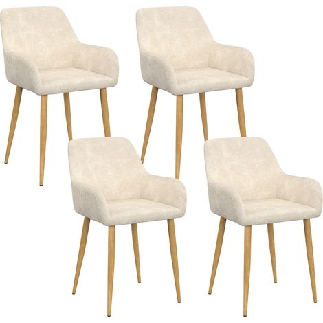 Set di 4 sedie RORY in tessuto chenille beige per la sala da pranzo (1/5)