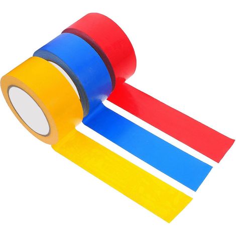 Rouleaux de ruban adhésif coloré, 3 rouleaux par paquet, adaptés aux emballages et réparations robustes. (1/5)