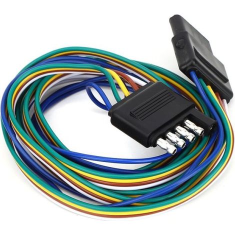 1 Connecteur plat 5 broches, extension faisceau 72po, fils couleur, type US, remorque RV (1/5)