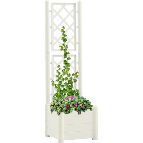 Jardinera con enrejado PP blanco 43x43x142 cm vidaXL (1/2)