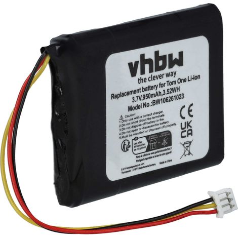 vhbw 1x batteria compatibile con TomTom One Regional V2/V3, Regional V3, Regional, Regional V2 navigatore GPS (950mAh, 3,7V, Li-Ion)
