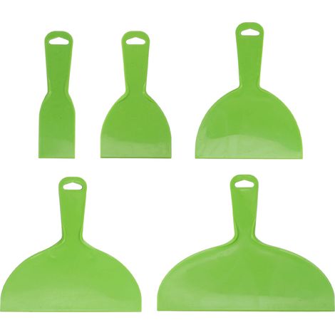 Grattoirs à mastic en plastique, ensemble de spatules flexibles, outil de grattoir à peinture polyvalent pour peinture, plâtrage, remplissage vert, 5 pièces. (1/5)
