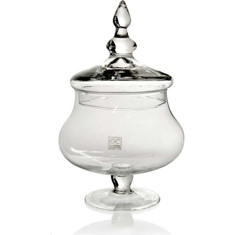VASO POUTICHE DECORATIVO IN VETRO CON COPERCHIO 14 X 30 CM