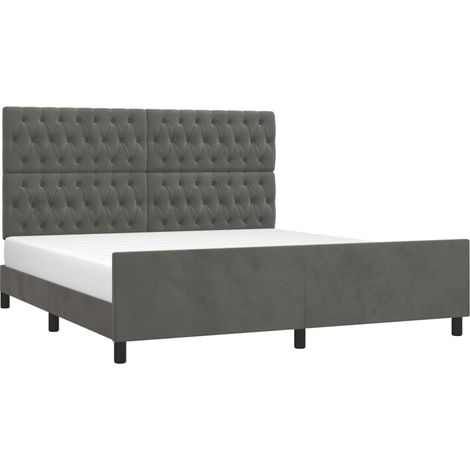 Estructura cama con cabecero terciopelo gris oscuro 180x200 cm vidaXL (1/5)