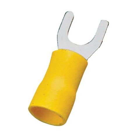 TERMINALE A FORCELLA A STRINGERE - GIALLO X CAVO MMQ 1,5/2,5 FORO MM 6,3 CF=PZ 20- 12 confezioni
