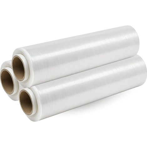 Lot de 3 Rouleaux de Film Étirable Transparent 50x200 m pour Emballage