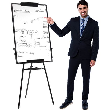 Haloyo® Tableau blanc sur support tableau blanc sur pied 100 x 70 cm, hauteur réglable, portable et léger, effaçable à sec, idéal pour bureau, école ou maison, noir (1/5)