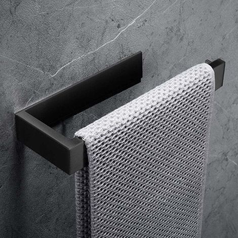 - Anneau porte-serviettes Porte-serviettes, 304 Acier inoxydable support de serviettes Accessoirs WC Salles de Bains (sans perçage, noir)