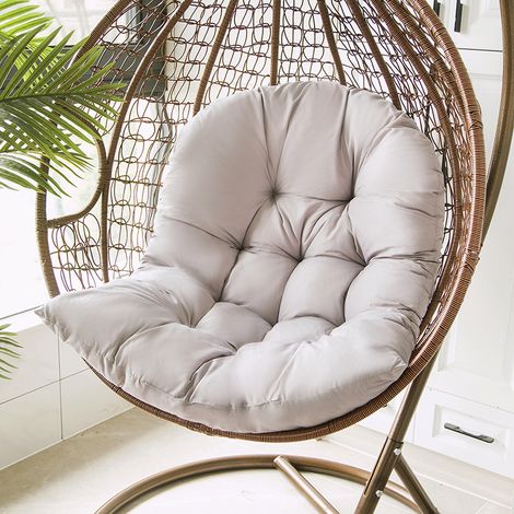 Coussin suspendu pour chaise hamac ou balançoire – Housse amovible et lavable, rembourrage épais pour confort intérieur/extérieur, gris clair, 1 personne