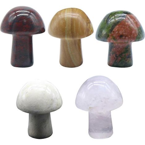 Lot de 5 mini champignons décoratifs en pierres précieuses, perles décoratives en forme de champignon.-2X1.5CM-Random Color (1/3)