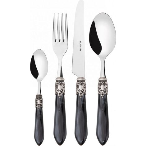 24 piezas cubiertas colocadas en estuche de madera negra nationalperper Oxford ghiera argento antico Bugatti