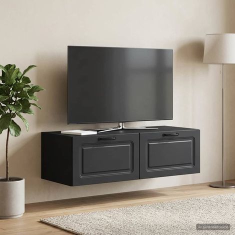 Wandmontierter TV-Schrank Schwarz 98 x 41 x 30 cm Holzwerkstoff (1/5)