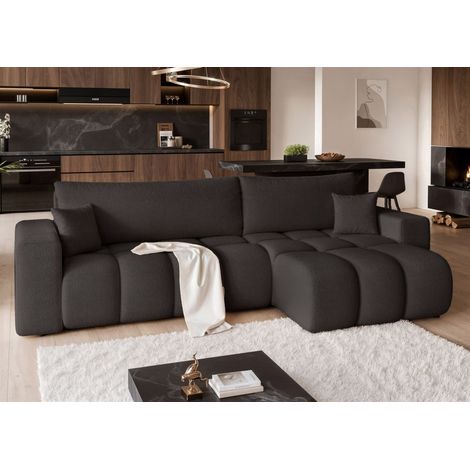 Ecksofa Schlafsofa Sofa ANABEL MAX in Stoff Quelle Schwarz Ottomane Rechts (1/5)
