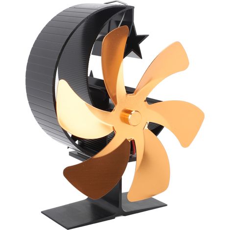 Ventilateur de poêle 6 pales, circulateur d'air chaud pour cheminée, demi-lune, auto-alimenté par chaleur, pour insert à bois, or (1/5)