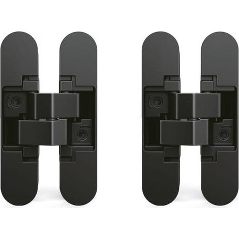 Charnière invisible pour portes, Lot de 2 charnières invisibles pour portes lourdes, charge de 40 kg, ouverture de 180º, zamak, noir