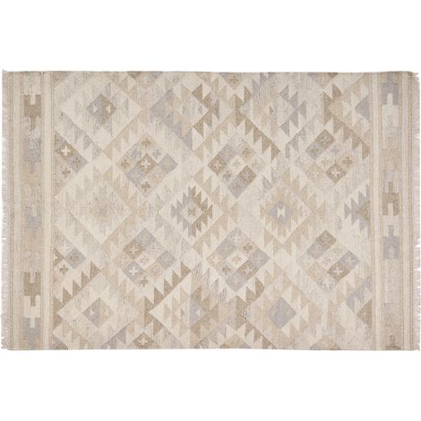 Tappeto berbero beige con motivi in lana e cotone 160 x 230 cm MAKAÏ (1/3)