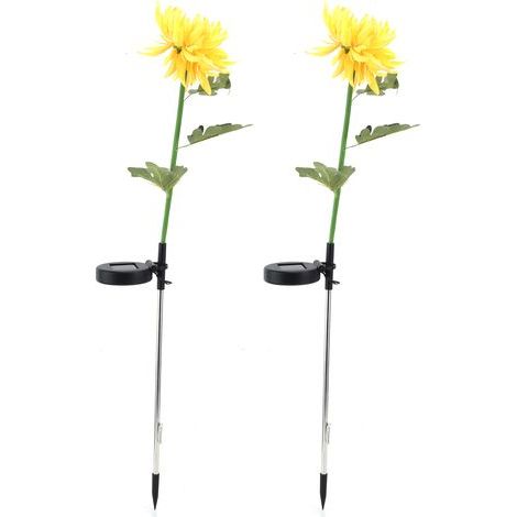 2 LED-Solar-Chrysanthemenlichter, weißes Licht, Gartendekoration, Rasenstecker, künstliche Blume, 2 Stück, gelb (1/5)