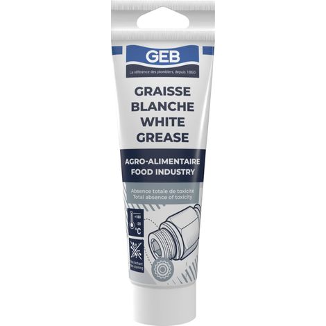 GEB Grasso bianco senza sapone, speciale contatto alimentare per lubrificazione articolare, cuscinetti, macchine da caffè. Totale assenza di tossicità. Tubo da 125 ml
