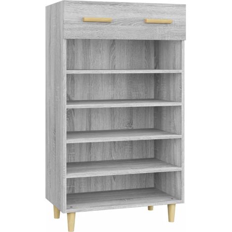Armoire à chaussures scandinave minimaliste rangement 60 x 35 x 105 cm en bois d'ingénierie gris (1/5)
