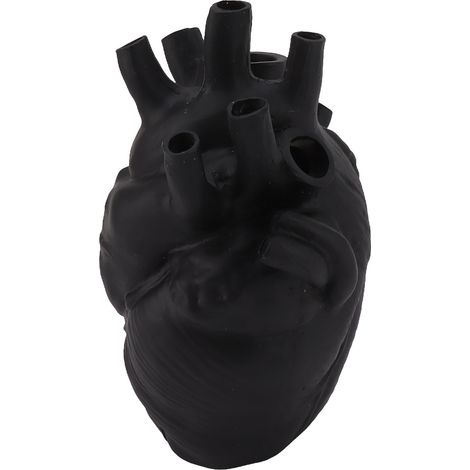 Vase en forme de cœur décoratif en résine moderne et raffinée, idéal pour la maison, le bureau, la chambre ou un mariage (noir). (1/5)