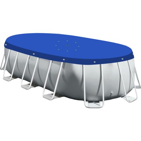 Bâche de protection pour piscine - Ovale - 3,05 x 6,10 m - Bleu et gris