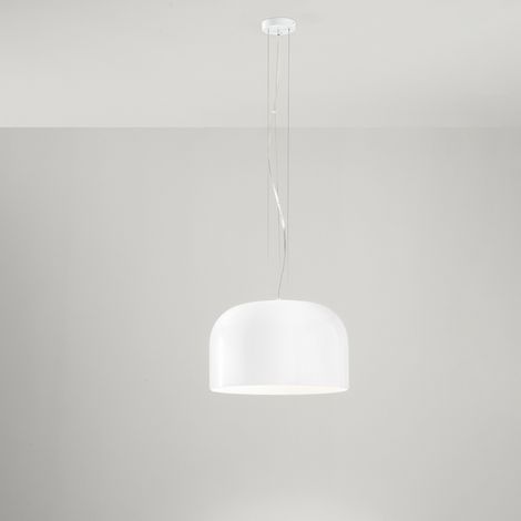 Sospensione Contemporanea Glossy Metallo Vetro Bianco 1 Luce E27 Ip20 D40
