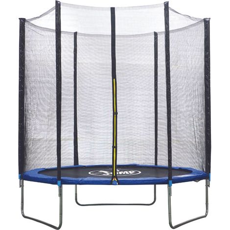 Trampolino Tappeto Elastico Ø183x200 cm in Acciaio con Rete di Protezione Nero e Blu (1/2)