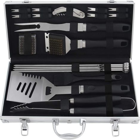 20pc Set Barbecue, Accessoires de Barbecue en Acier Inoxydable à Usage Intensif dans Un boîtier en Aluminium - Ustensiles Complets Barbecue - Cadeau de Idéal pour Les Hommes (1/5)