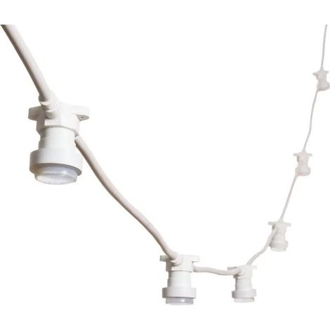 5M Guirlande Lumineuse Exterieure Blanche Pour 10 Douilles Raccordable Jusqu'à 100M/1000W LED IP54 E27 Décoratif Extérieur Patio Cour Fêtes Mariage Jardin, Guirlande Guinguette Exterieur (1/5)