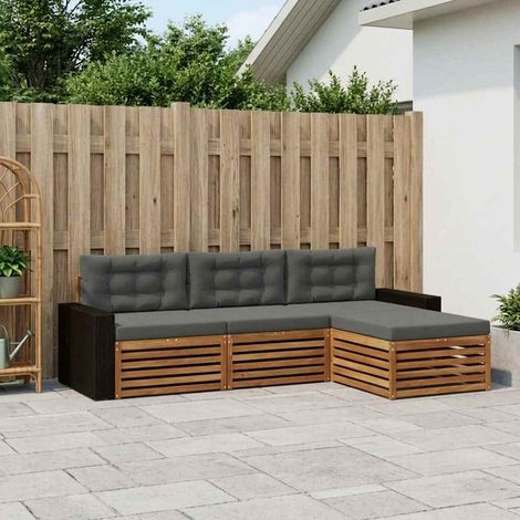 vidaXL Outdoor-Sofagarnitur 4 pcs Natur und Anthrazit Polyester (1/5)