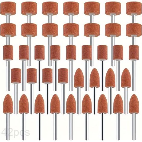 Meule 42pcs pour Outil Rotatif – Meules à Rectifier en Oxyde d'Aluminium, Accessoires de Ponçage Grain Uniforme, Embouts Cylindriques et Coniques pour Métal, Bois et Plastique (1/5)