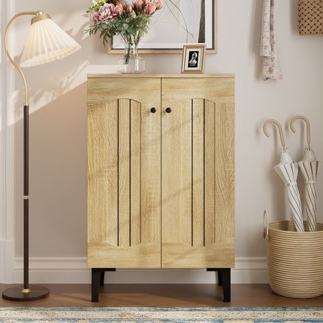 Meuble à chaussures moderne à portes doubles-grande capacité-étagères superposées-design épuré pour entrée-60x31,5x95cm (1/5)