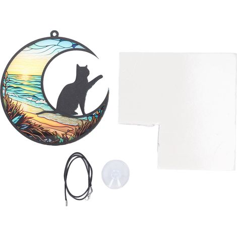 Pendentif vitrail commémoratif pour chat TYU402, ornement acrylique imprimé UV pour fenêtre, décoration colorée en hommage à la perte de votre félin. (1/5)
