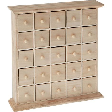 Artemio Cassettiera in Legno con 25 cassetti, Colore: Beige, 30 x 30 x 6 cm