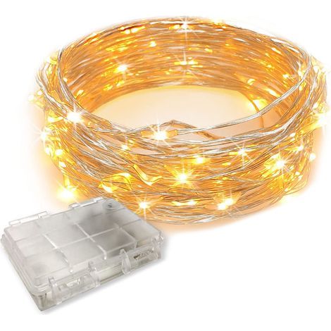10 m lange LED-Lichterkette, wasserdicht, batteriebetrieben, aus Kupferdraht, für Weihnachts-, Heim- und Hochzeitsdekorationen (1/5)