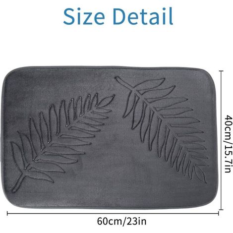 Tapis de Bain en Mousse à Mémoire de Forme,40 x 60 cm Tapis de Bain Antiderapant,Tapis Salle de Bain Épaissi Tapis Sortie de Douche Absorbant,Mou (1/3)