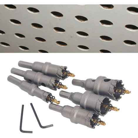 Ensemble de 6 élargisseurs de trous en carbure TCT, scies cloches en carbure de haute qualité de 16 à 32 mm, scies cloches en alliage, scies cloches en acier inoxydable pour agrandir les trous dans le (1/5)