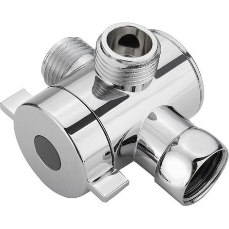 3 Voies Soupape,G1/2in Inverseur de Douche à Trois Voies avec Valve d'arrêt,Valve Adaptateur en Forme de T,Adaptateur Douche Accessoire pour Pomme de Douche à Main/Pommeau Fixe Chromé 1PCS (1/5)