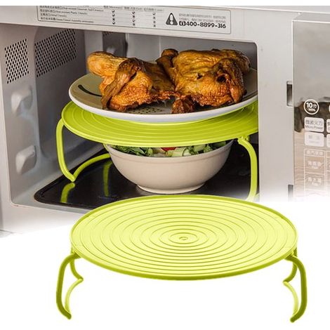 Plateau pour micro-ondes pliable, antidérapant et résistant à la chaleur, support de cuisine multifonctionnel, 23,5 x 23,5 x 8 cm, 1 pièce, vert (1/5)