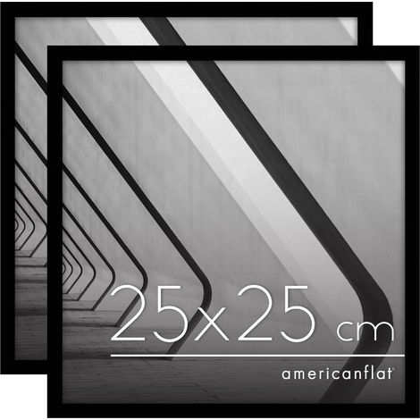 Cadre Photo 25x25 cm Noir - Cadre 25x25 cm avec Bordure Fine, Vitre Antichoc, Chevalet et Matériel de Suspension Intégré pour Mur et Surface Plane - Lot de 2 (1/5)