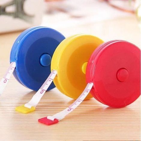 Confezione da 10 metri a nastro retrattili in tessuto per cucito, forma rotonda, 1,5 m (60") - Colori: blu, giallo e rosa (1/4)