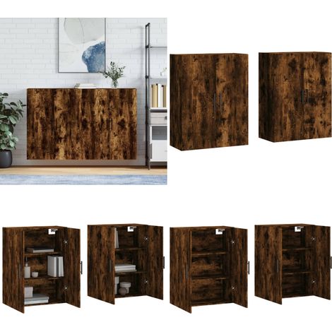 Wandschränke 2 Stk. Räuchereiche 69,5x34x90 cm - Hängeschrank - Sideboard - Regal - Holzmöbel - Küchenregal - Home & Living (1/5)