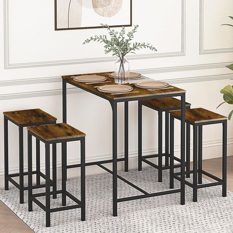 H.J Wedoo – Ensemble table et chaises 4 places – Table 100 x 60 x 90 cm en MDF et fer – Chaises 30 x 40 x 65 cm – Design industriel pour salon et cuisine (1/5)